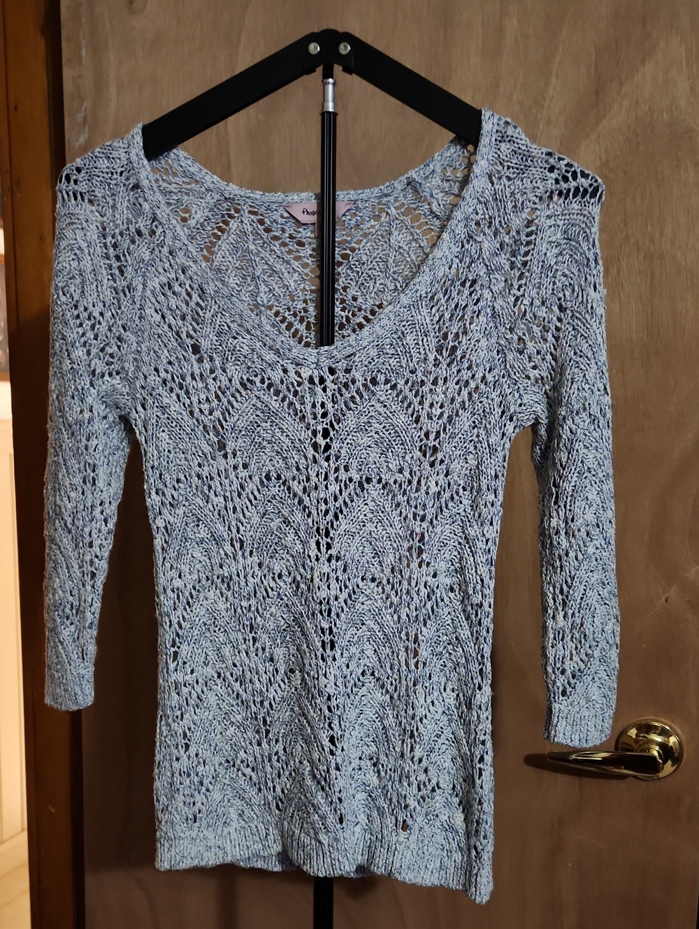 Phase Eight Light Blue Open-Weave V-Neck Sweater - Women's